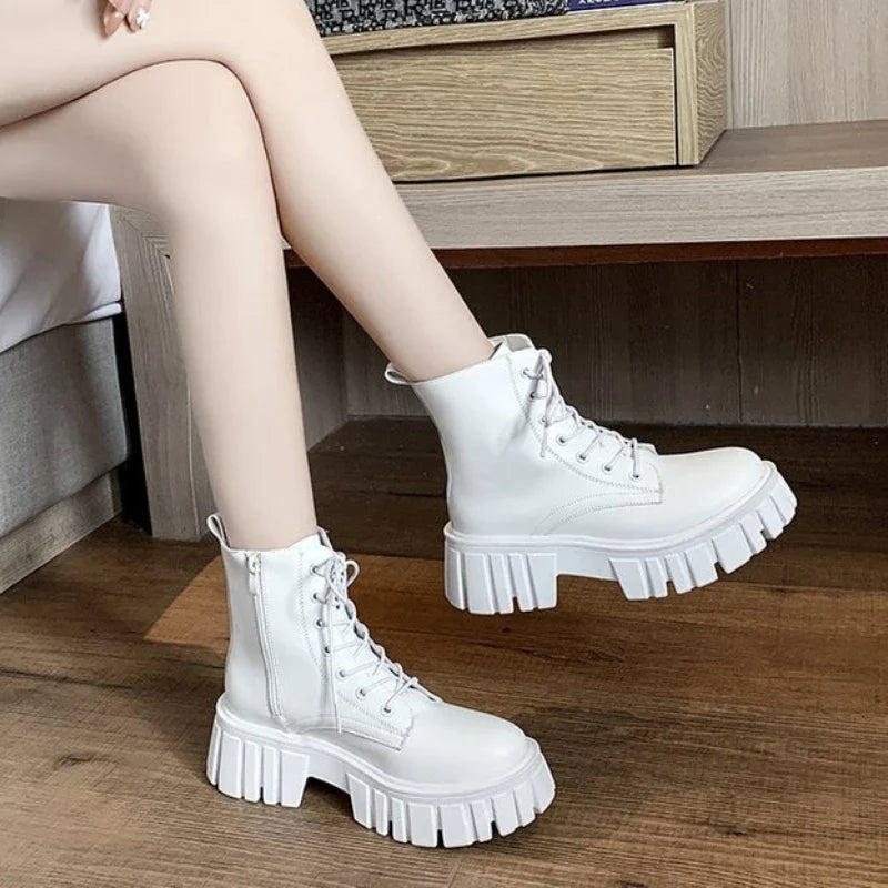 Women's Lace-Up Wedge Ankle Boots – Non-Slip Casual Boots