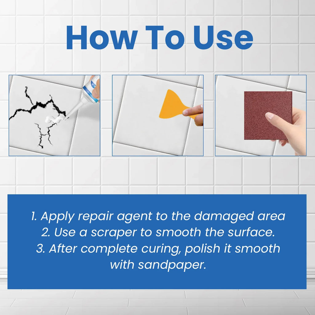100g Tile Repair Paste – Waterproof, Fast-Drying + Scraper & Sandpaper