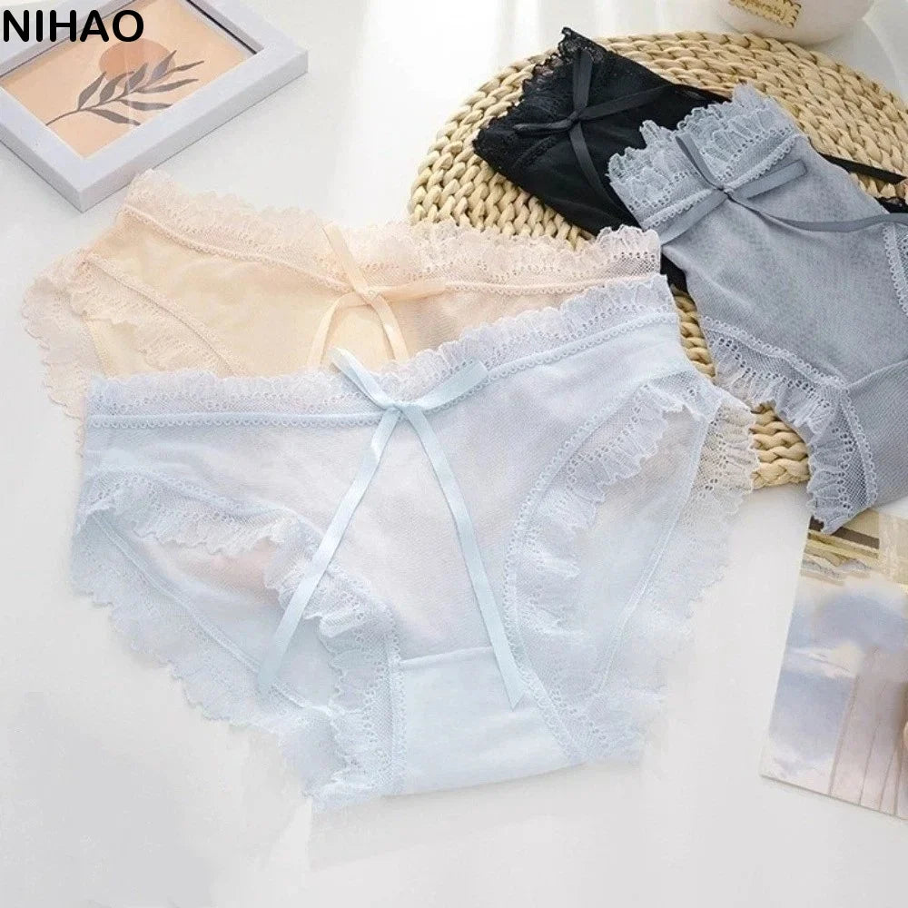 Women's Low-Rise Lace Seamless Briefs – Ice Silk Mesh Panties