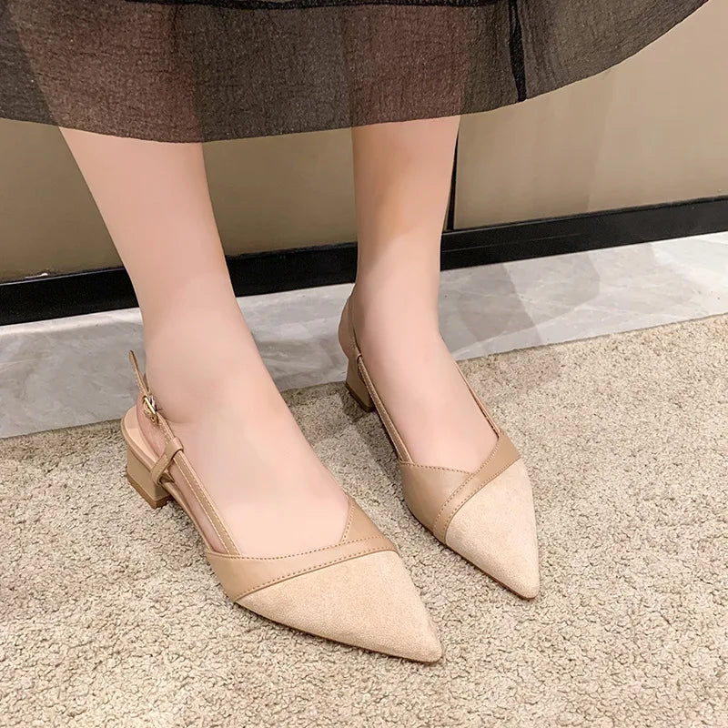 Women's Pointed Toe Block Heel Sandals – Buckle Ankle Strap