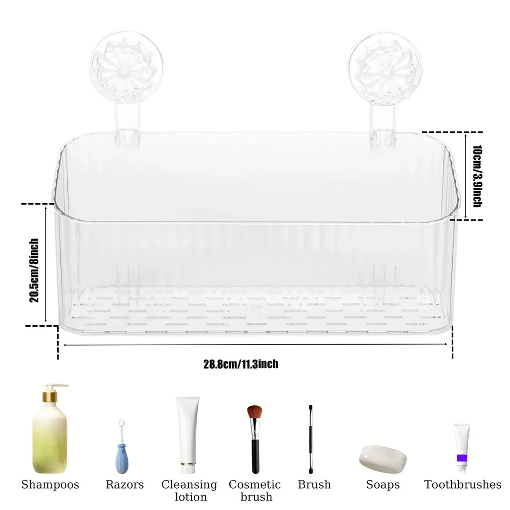 Suction Cup Shower Caddy Shelf – No Drill Wall Organizer