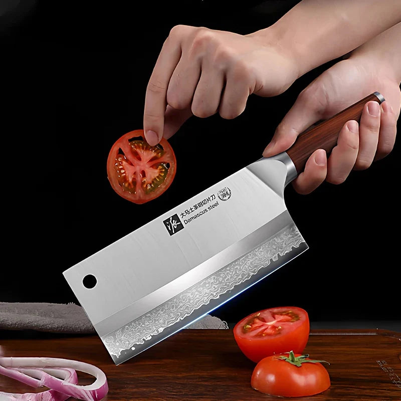 PLYS Damascus Steel Chef Knife – Sharp 18.5cm Slicing Knife