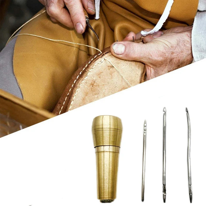 Copper Handle Sewing Awl Stitcher Shoe Repair Tool DIY Canvas Leather
