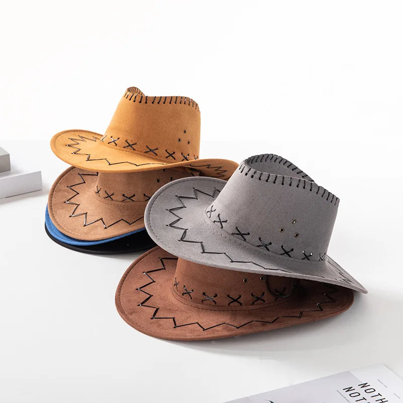 Wide Brim Western Cowboy Hat – Unisex Faux Suede Sun Hat