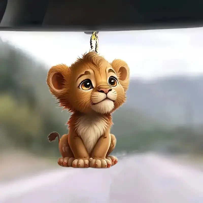 Acrylic Flat Facing Cat Gun Car Pendant Dog Riding Motorcycle