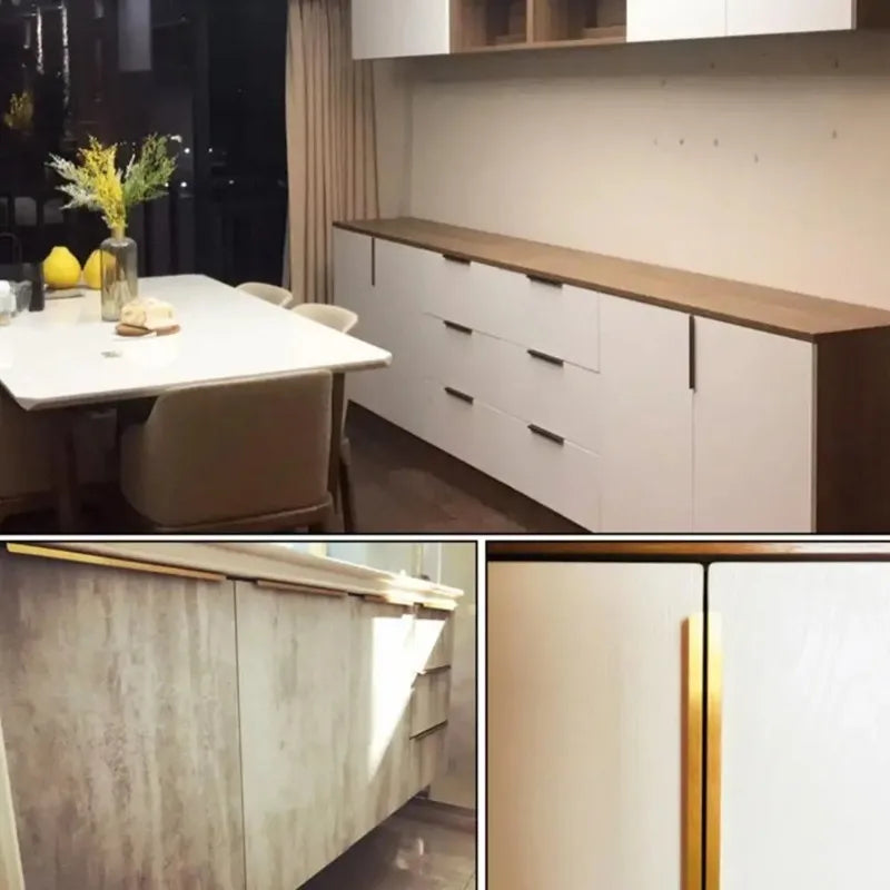Hidden Drawer Pull Handle – Rose Gold Aluminum Cabinet Hardware