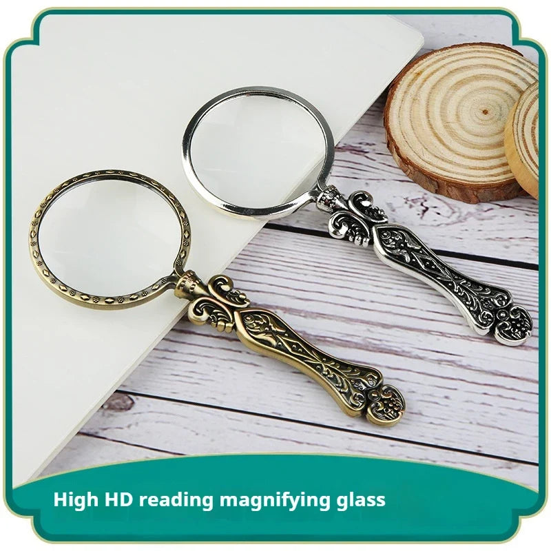 Vintage Metal Handle Reading Magnifying Glass Portable Handheld