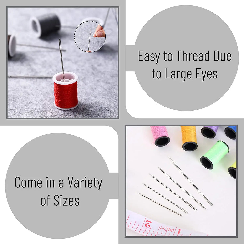 55-Piece Big Eye Stainless Steel Hand Sewing Needles Set