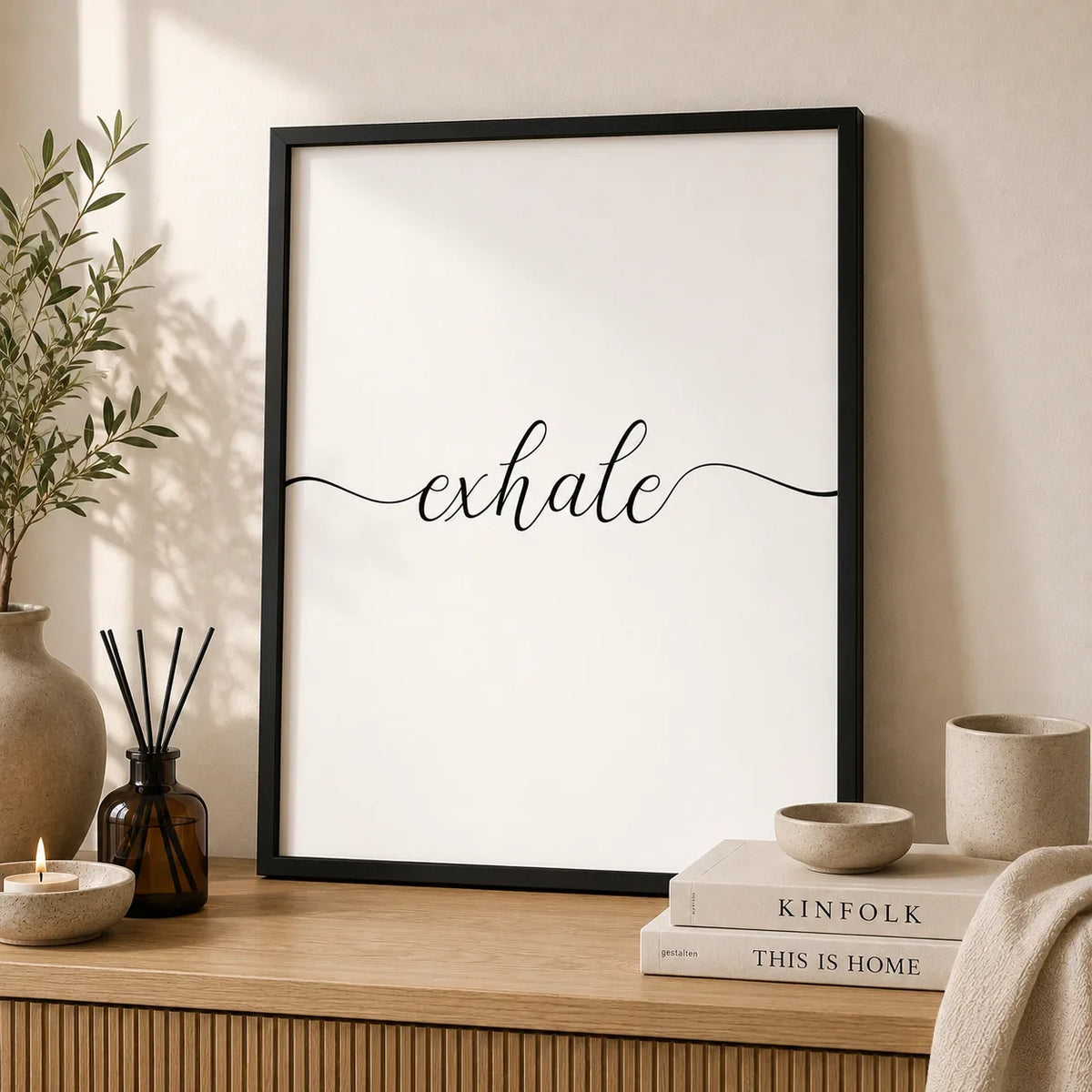 Inhale Inspirational Canvas Wall Art | Minimalist Yoga Decor