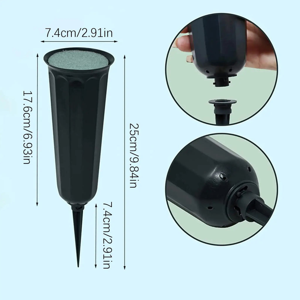 Cemetery Vase with Spike & Foam Insert | Grave Flower Holder