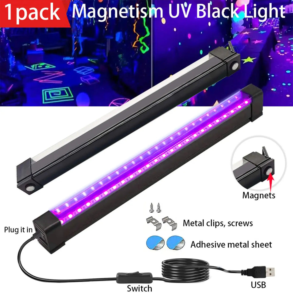 9W UV Black Light Bar – Magnetic Portable USB LED Strip