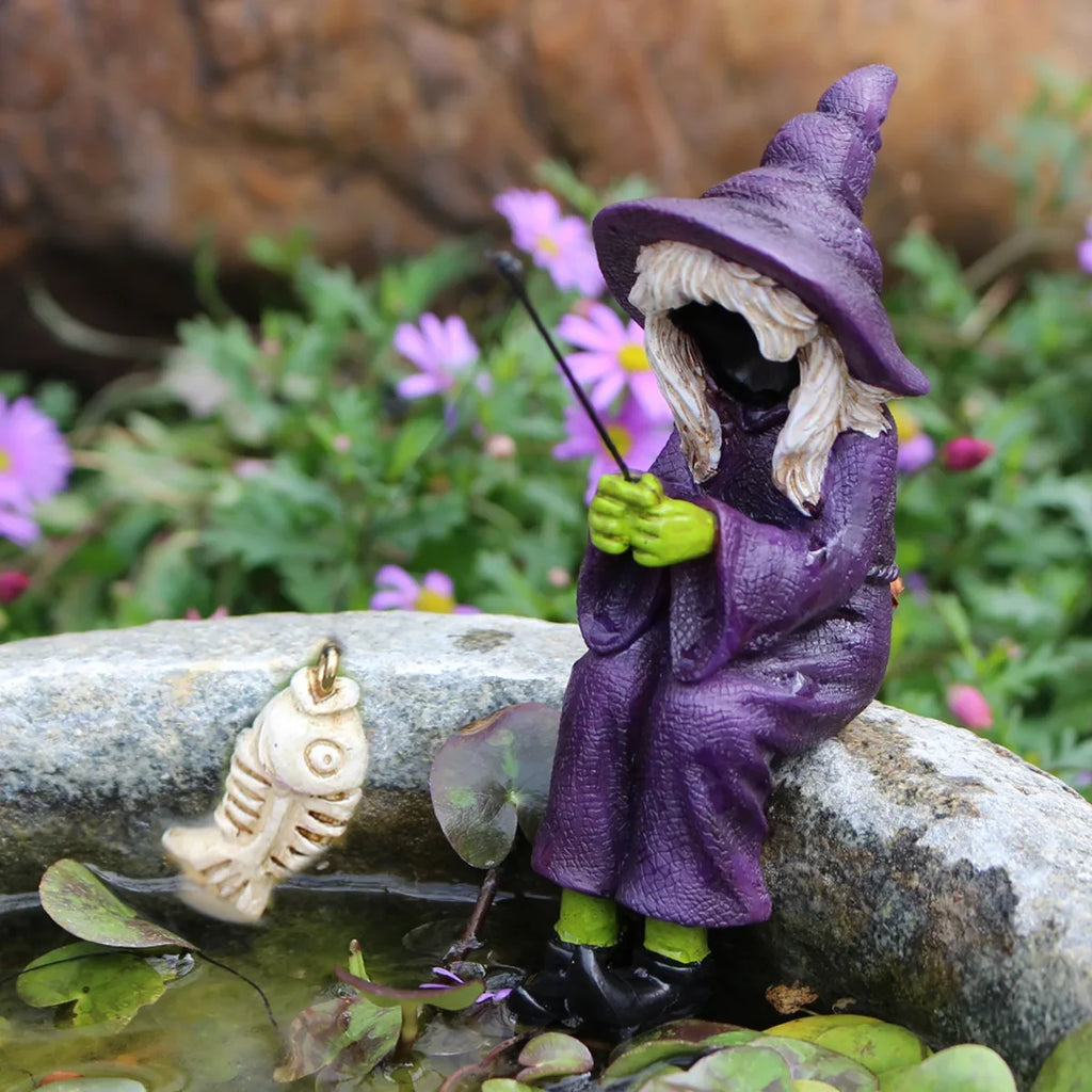 Halloween Ghost Festival Fishing Witch Resin Handicraft Display Fish