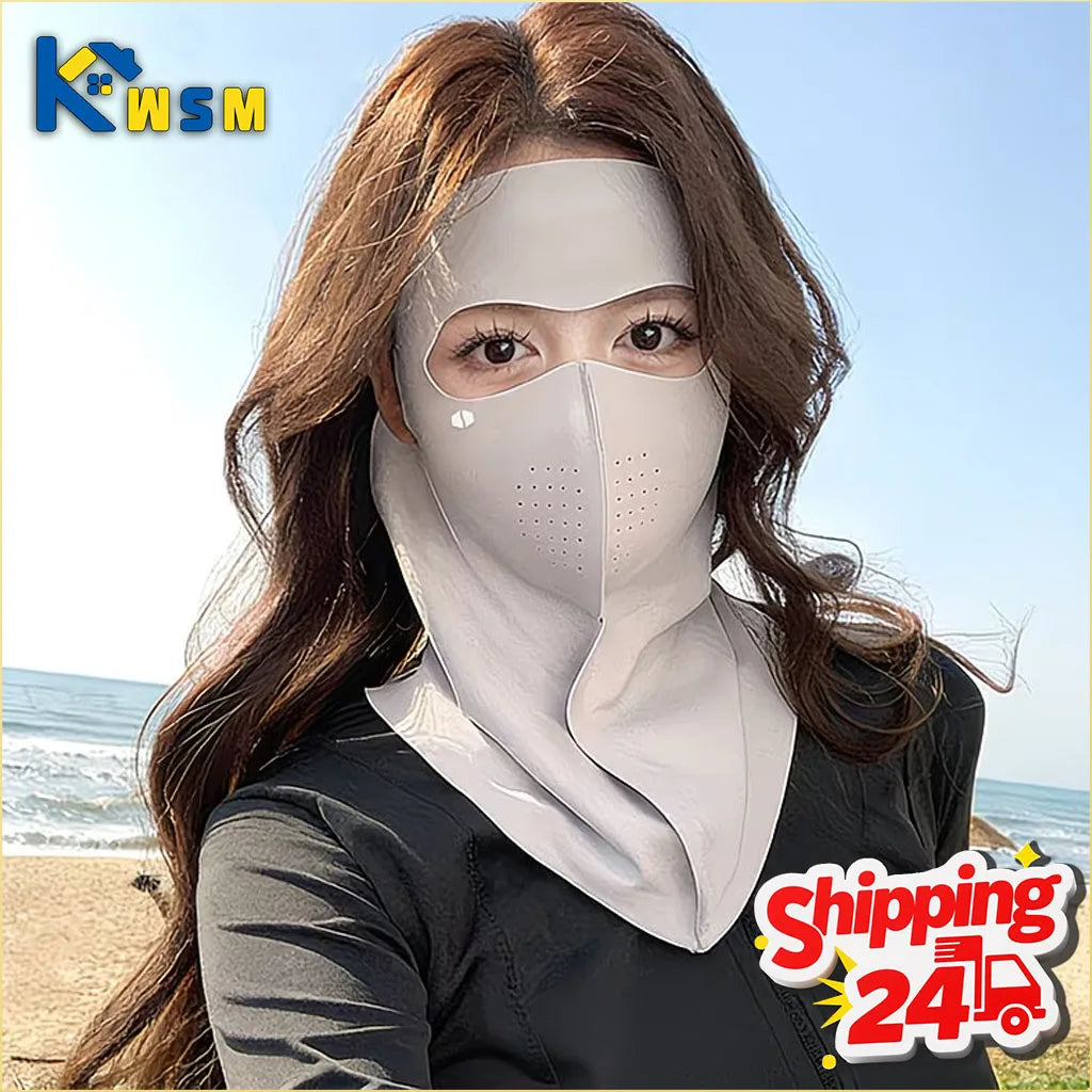 3D Ice Silk Sun Face Mask UPF50+ UV Balaclava for Cycling