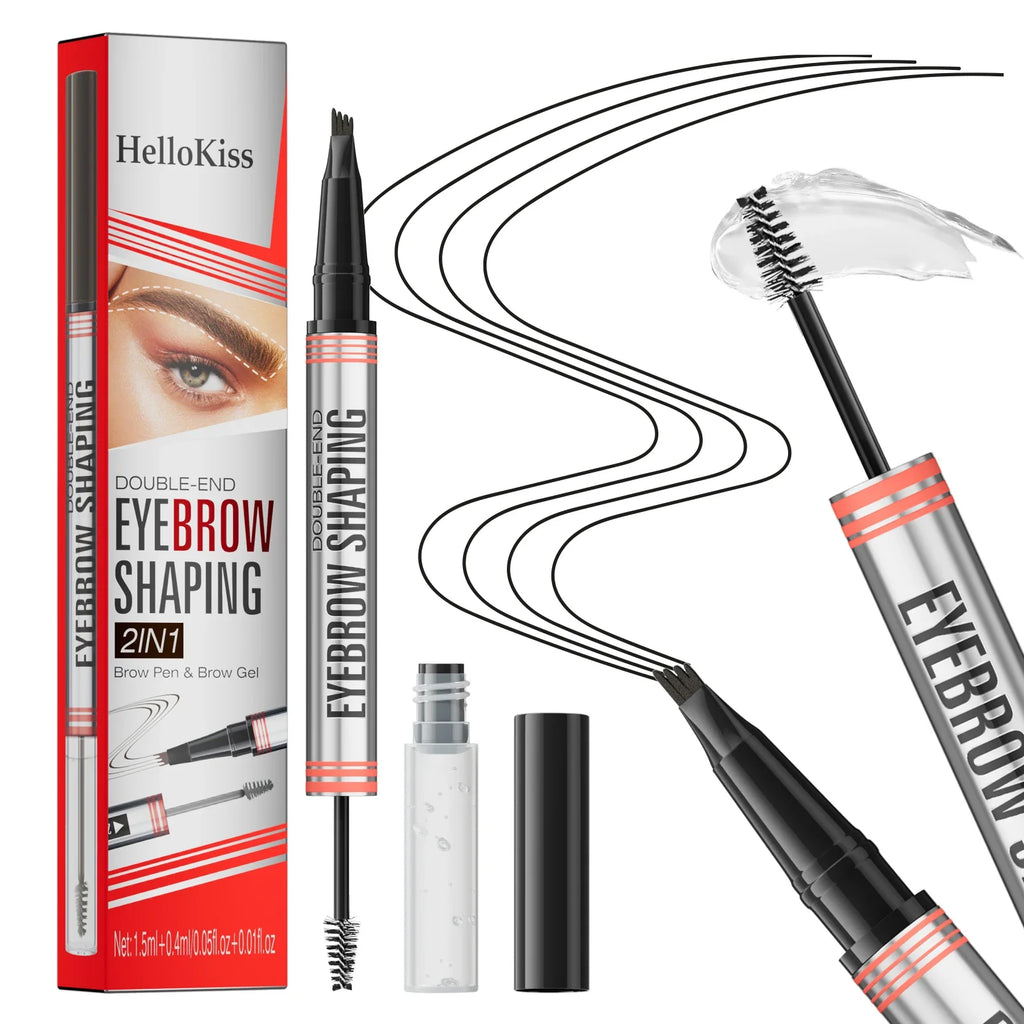 Hello Kiss 4-Prong Eyebrow Pencil – Waterproof, Long-Lasting