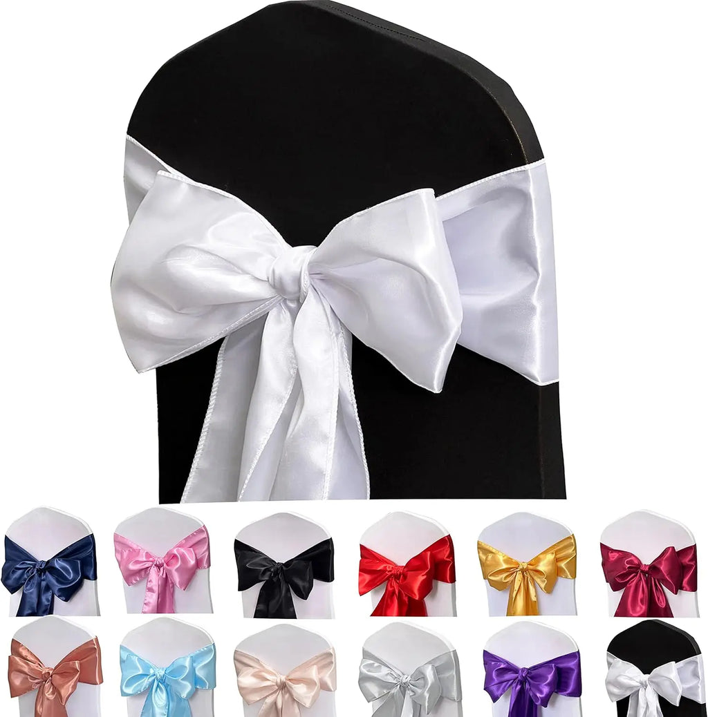 Satin Chair Sashes Bows 5PCS – Wedding & Party Ribbon Ties
