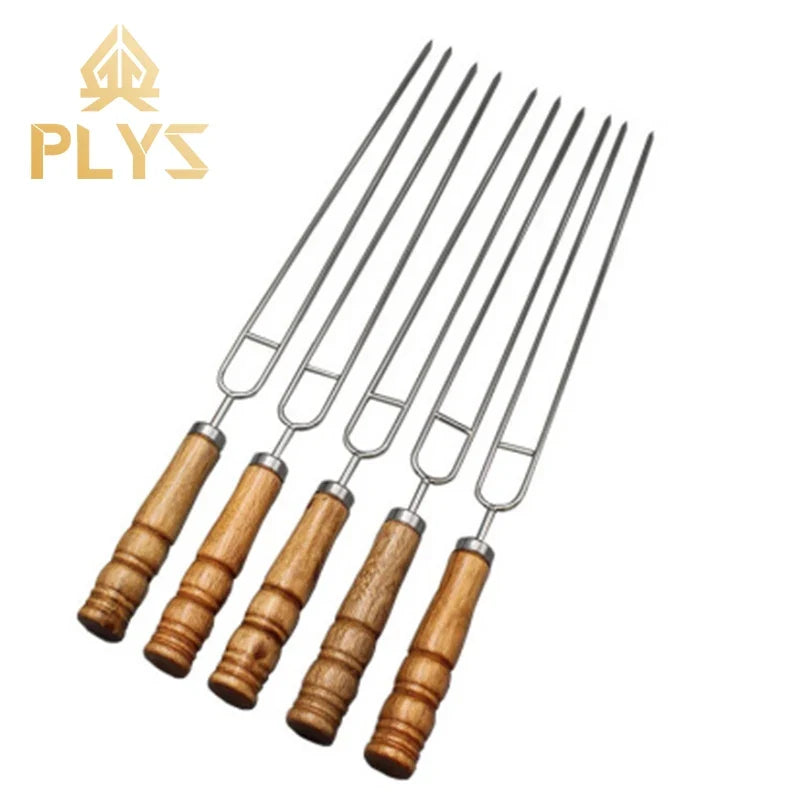 Double Prong BBQ Skewers – U-Shaped Stainless Steel Grilling Forks