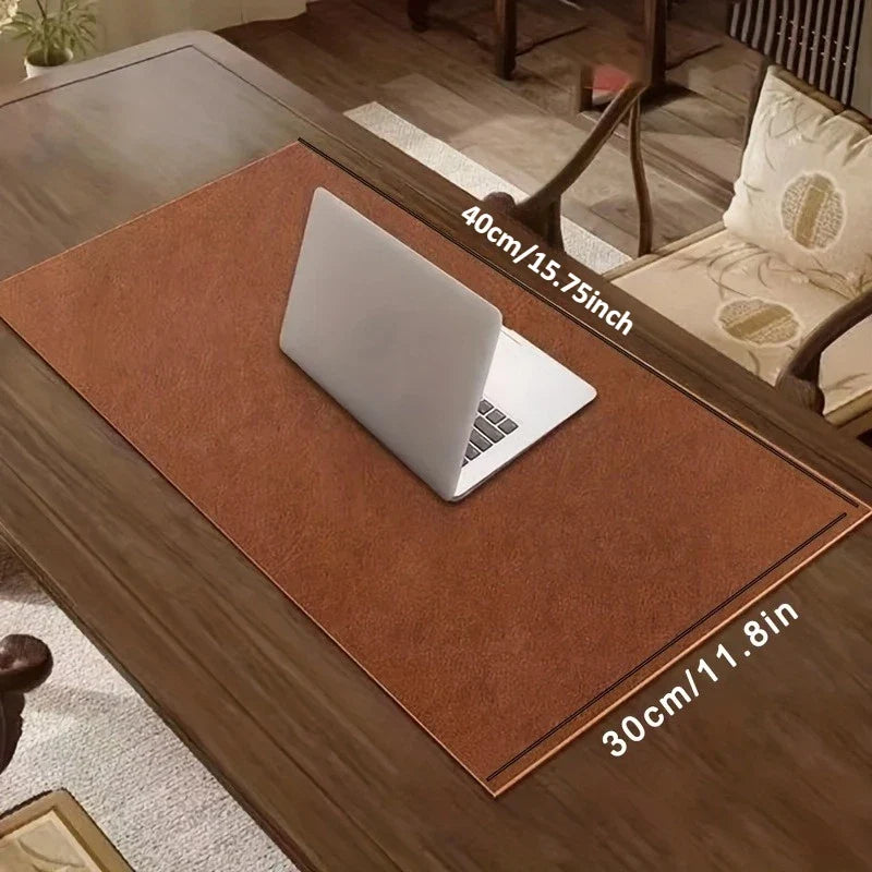 Vintage Faux Leather Desk Mat Mouse Pad Non-slip Double-sided