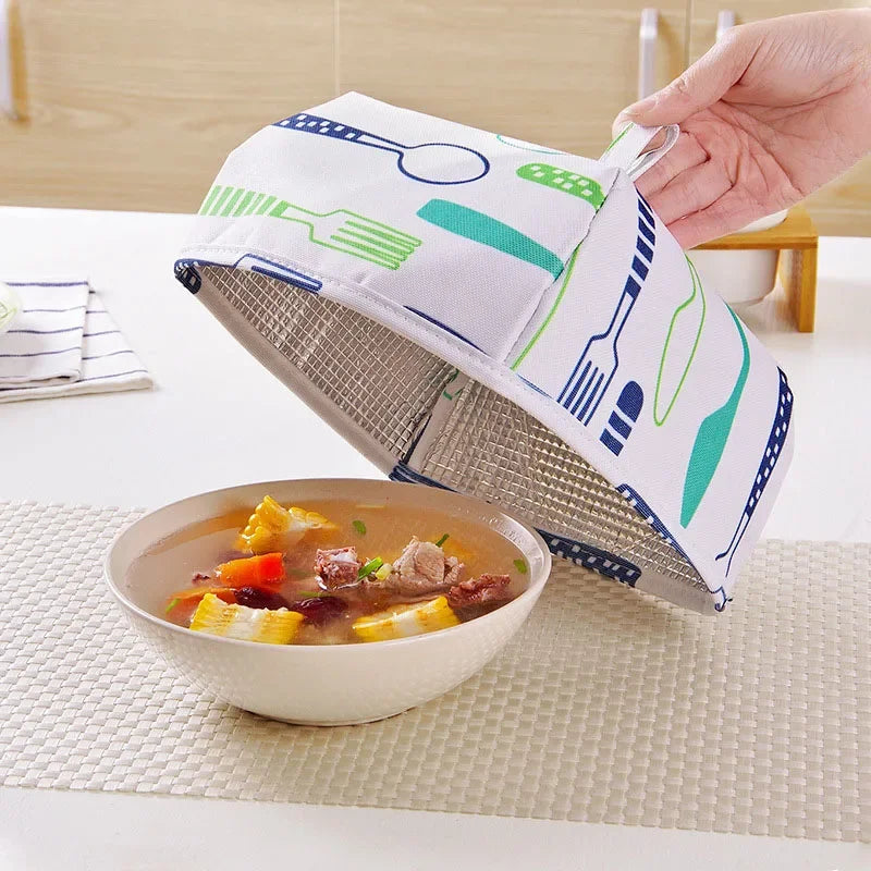 Foldable Aluminum Foil Food Cover – Insulated Dining Table Lid