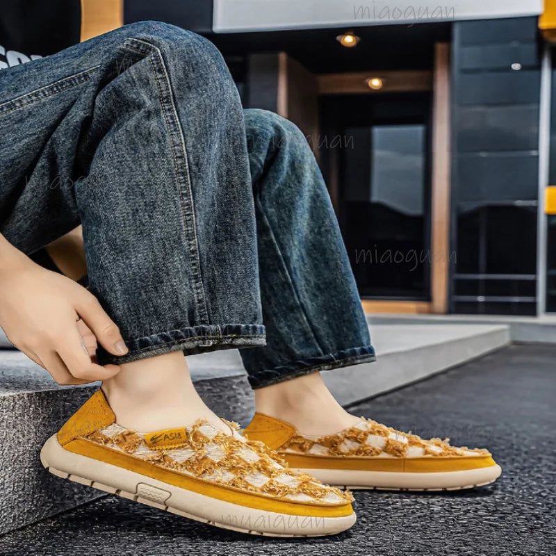 Men's Canvas Slip-On Loafers – Casual Espadrille Flat Shoes