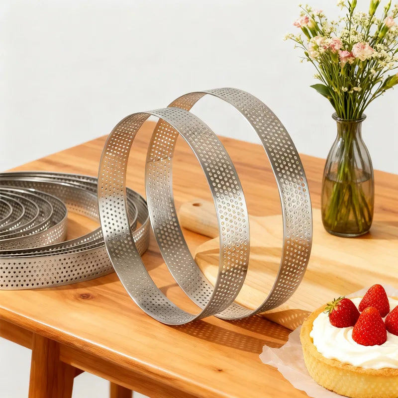 Stainless Steel Perforated Tart Rings – Round Baking Molds
