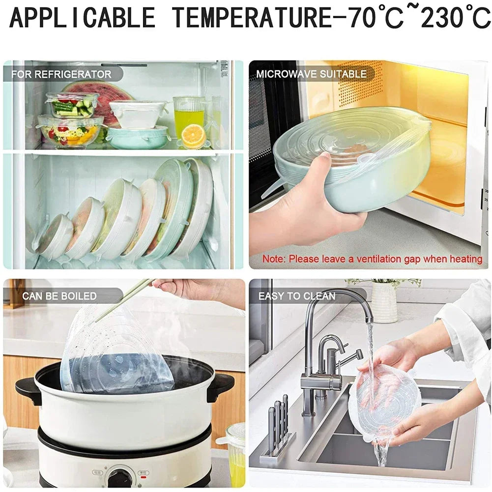 Reusable Stretch Silicone Food Cover Lids | Kitchen & Microwave