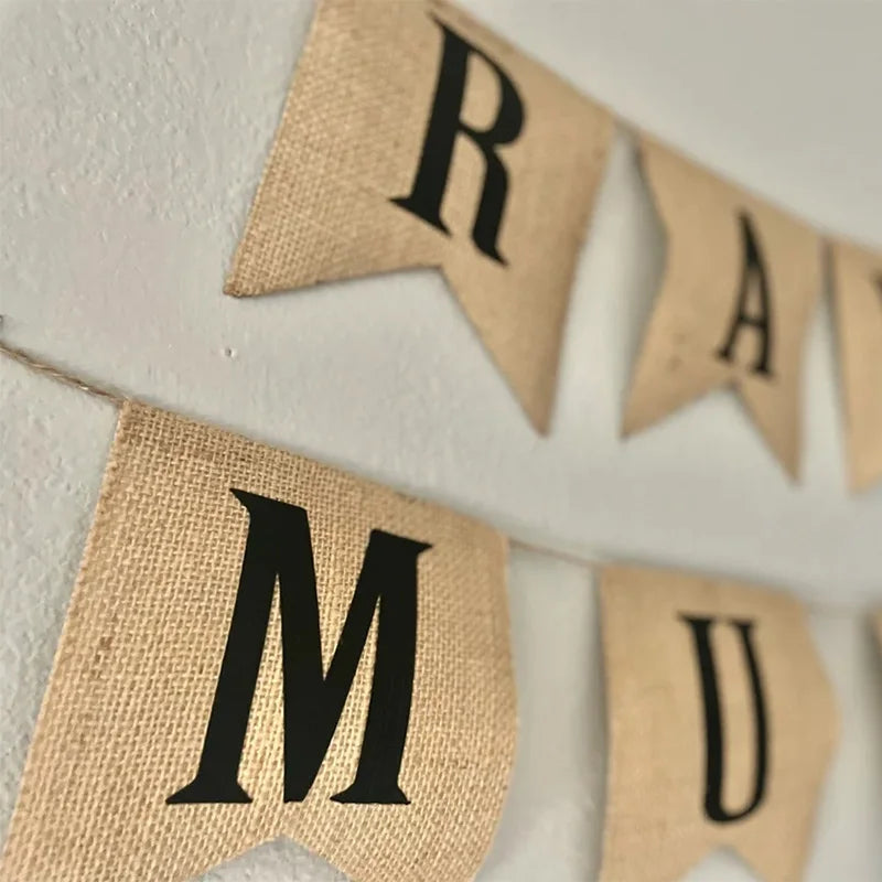 Ramadan Mubarak Burlap Banner | Eid Islamic Home Décor