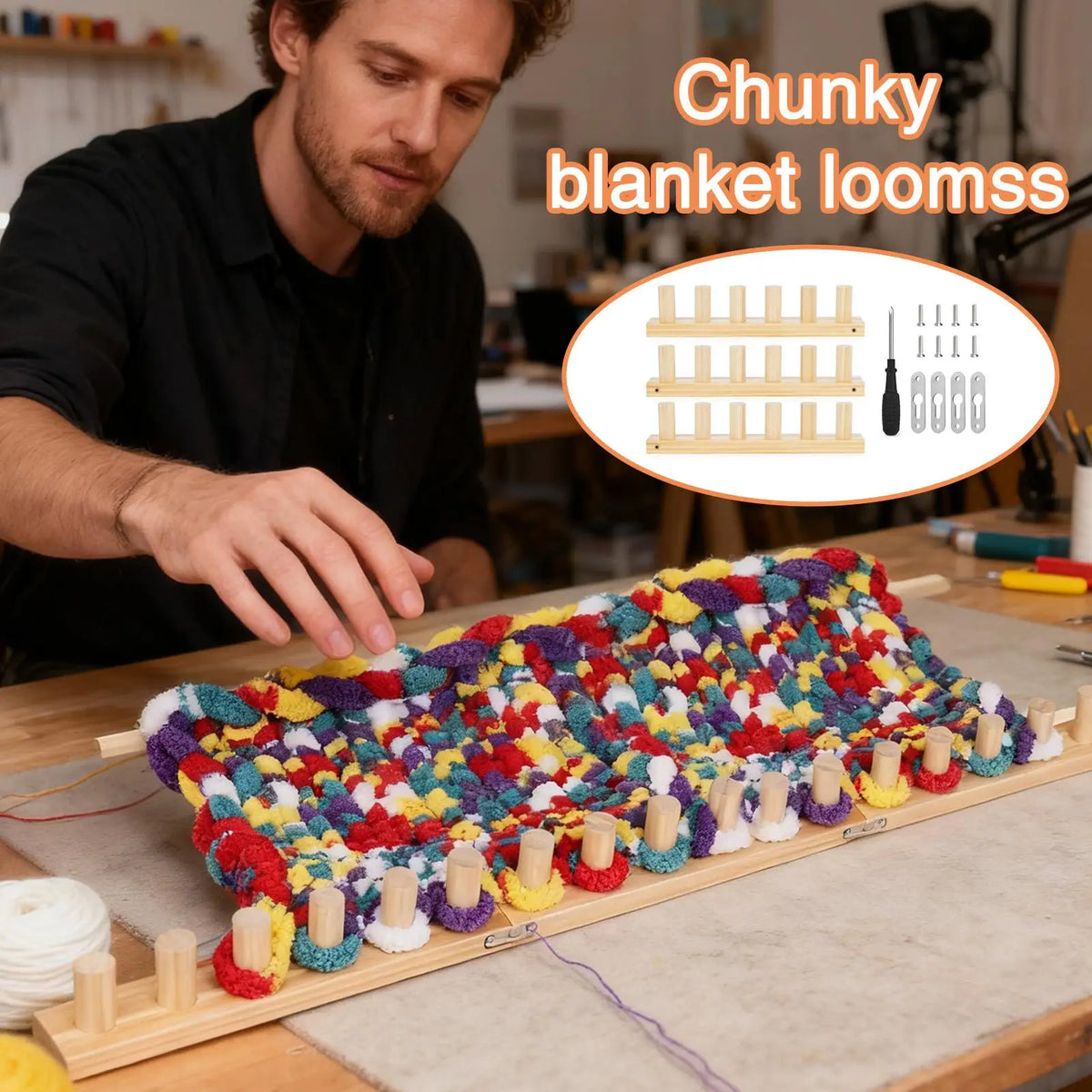 Knitting Loom Wood Chunky Yarn Thick Weaving Tool Kids Adults