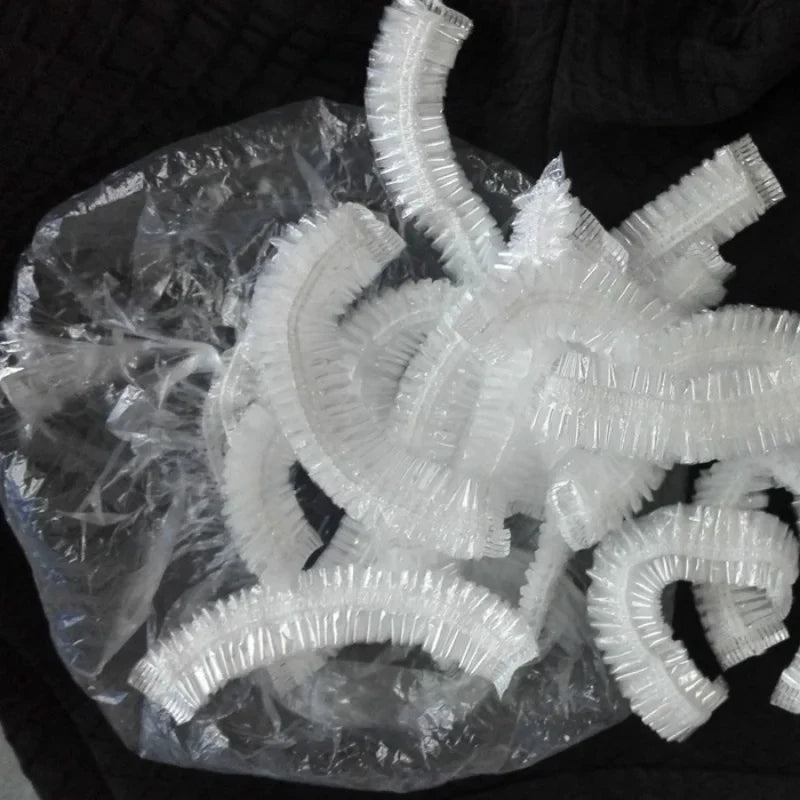 100-Pack Disposable Shower Caps – Waterproof Elastic Bathing Caps