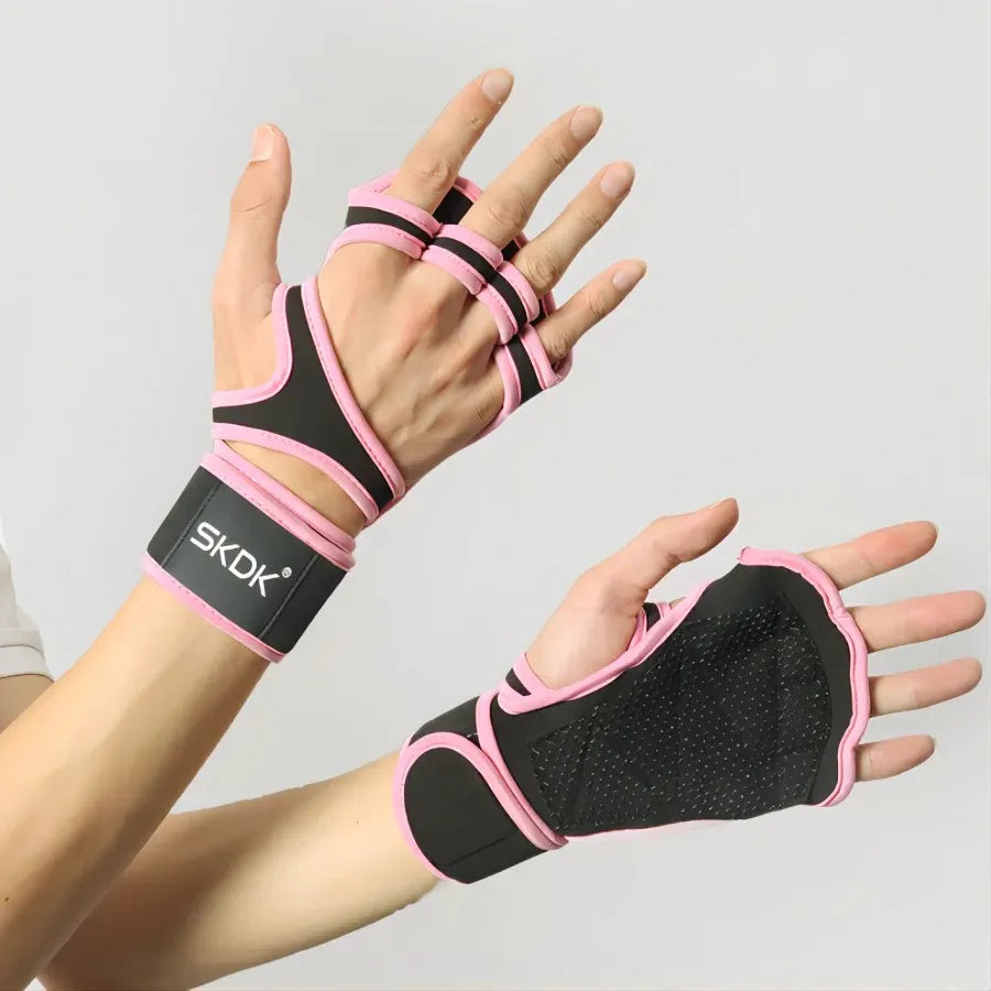 1 Pair Weightlifting Gloves Diving Cloth Sports Palm Wrist Silicone
