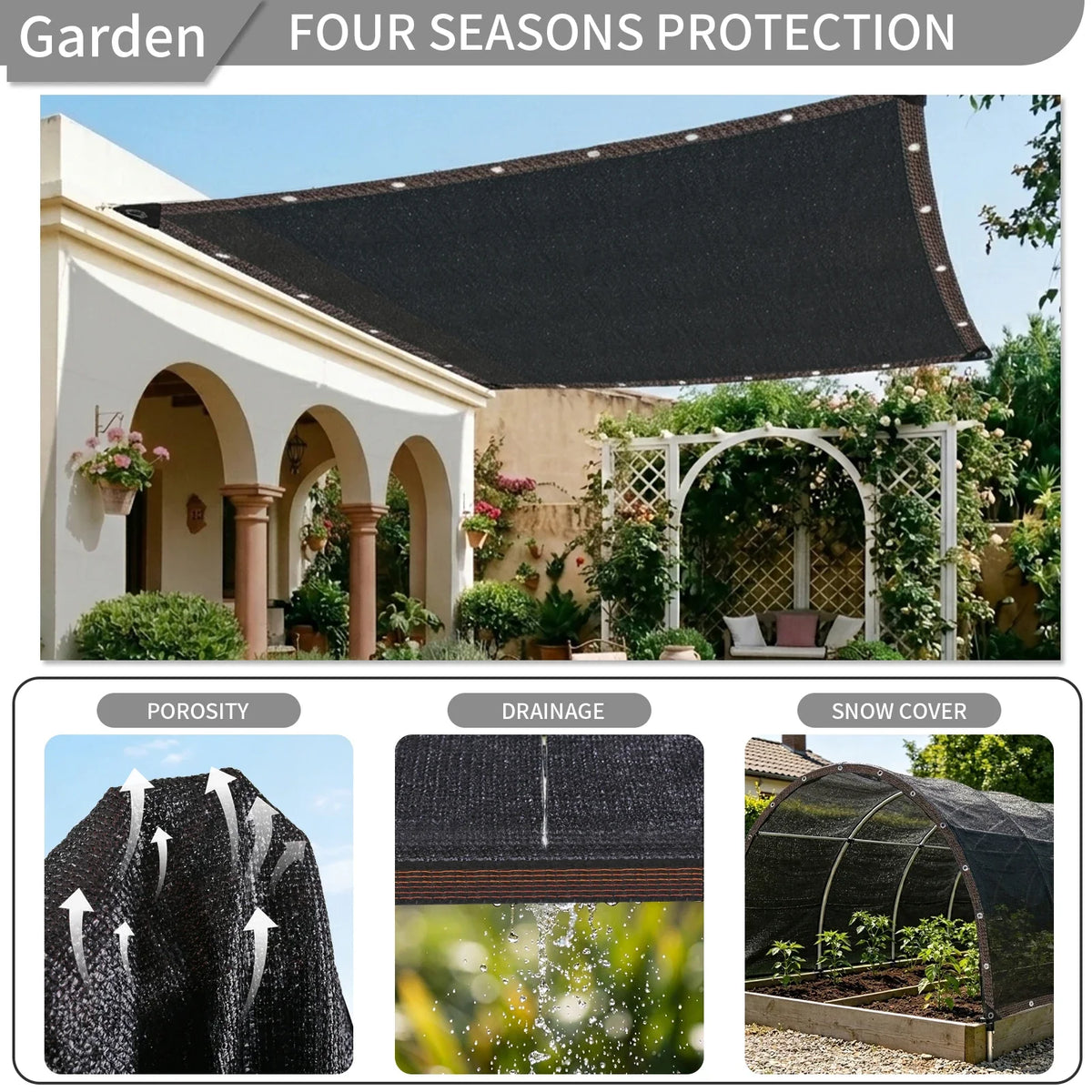 Outdoor Sun Shade Net with Grommets | UV Mesh Tarp Cover