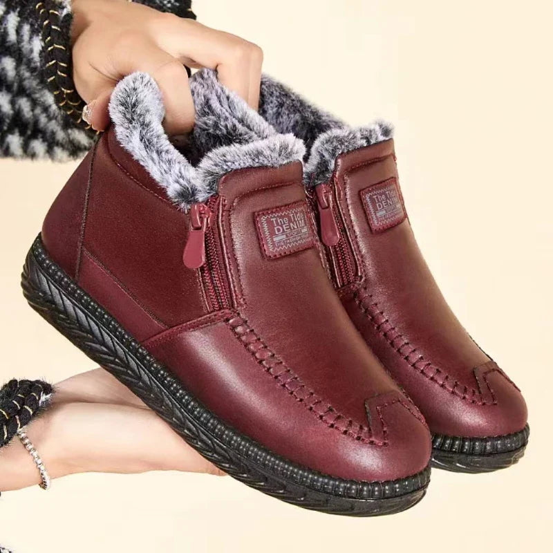 YBQJOO Women's Ankle Snow Boots – Warm Winter Suede Zip