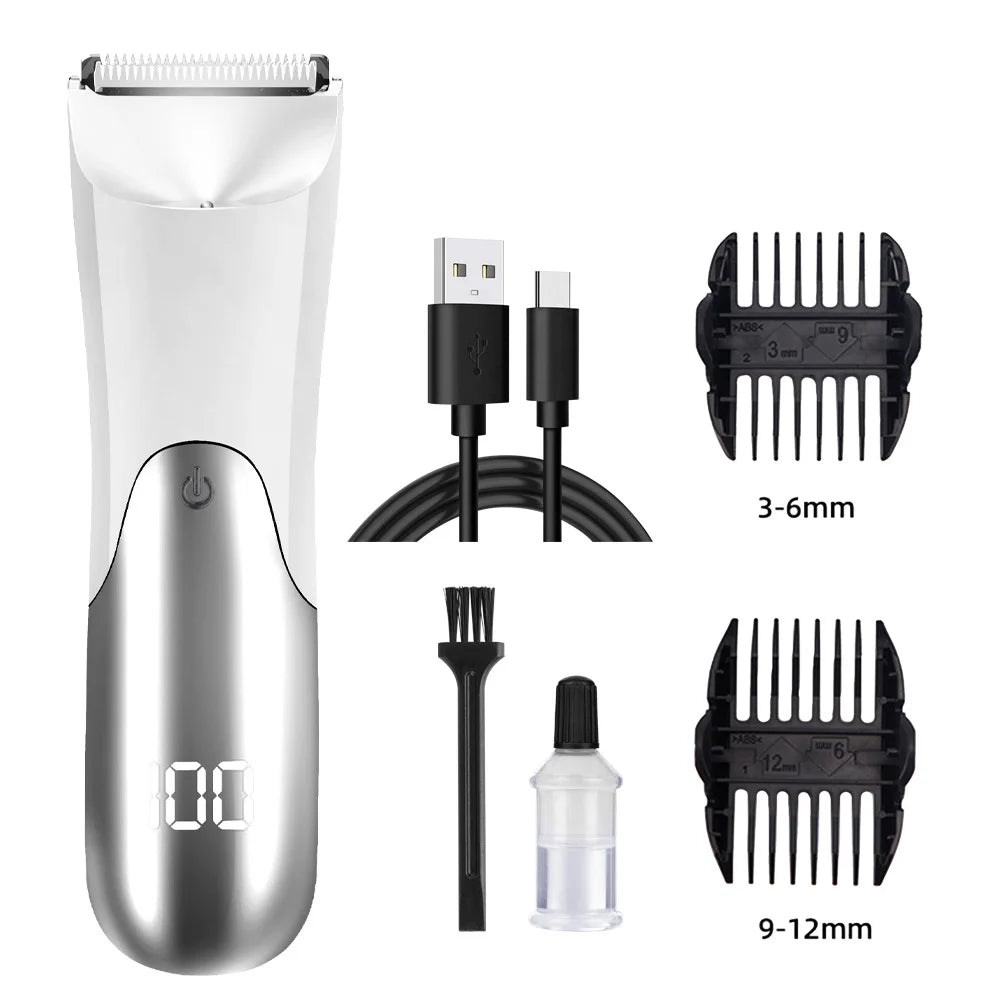 Men's Body Hair Trimmer | Ceramic Blade, Wet & Dry, 2 Guards
