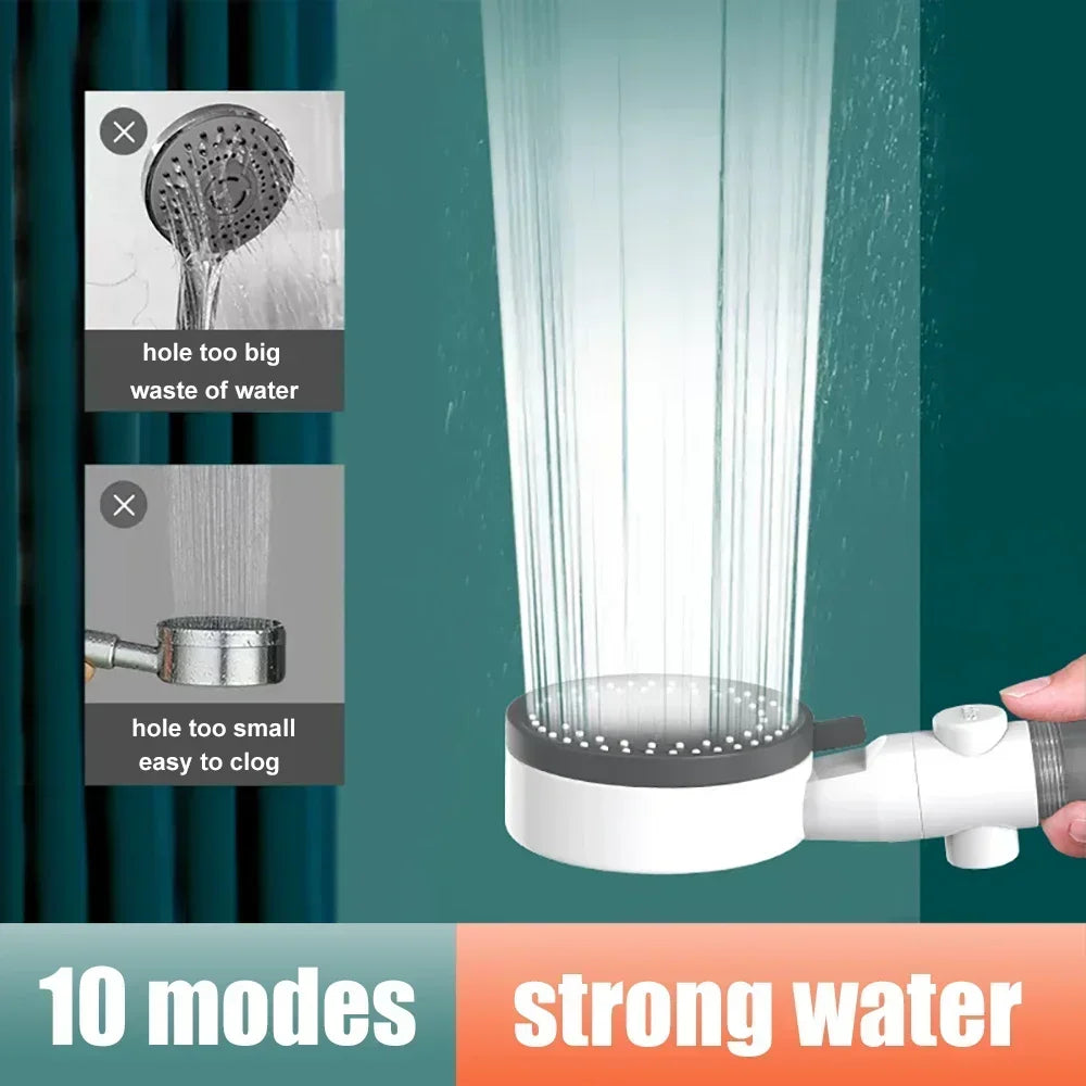 10-Mode Handheld Shower Head | Filter, High Pressure & Water Saving