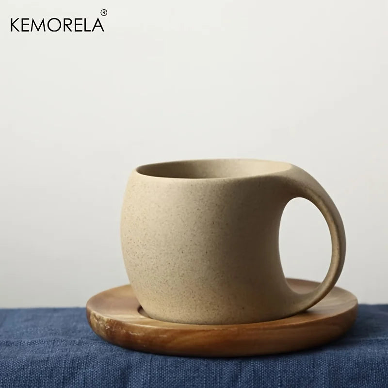 KEMORELA Ceramic Coffee Cup & Saucer 220ml | Elegant Mug