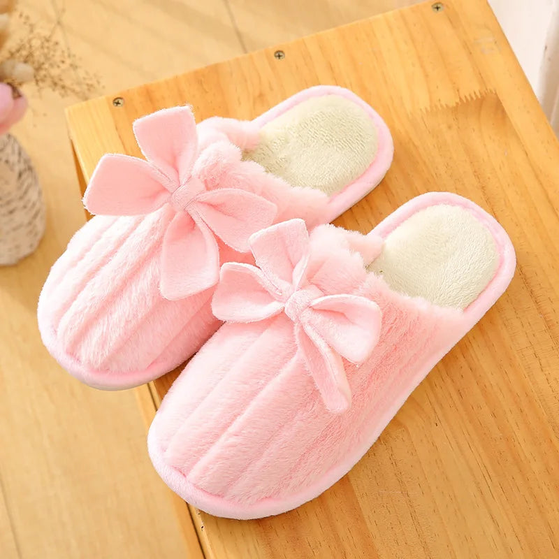 Women's Winter Cotton Slippers – Cozy Butterfly Knot Indoor