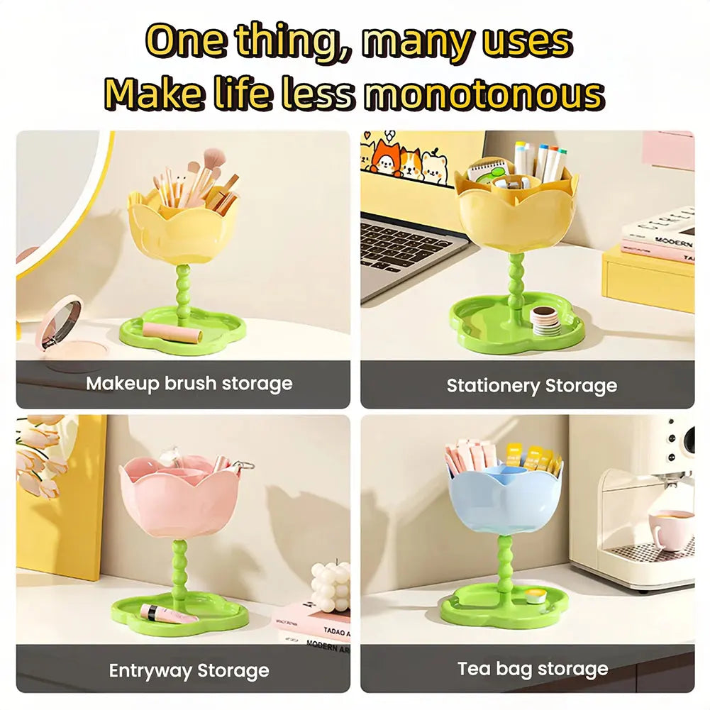 Flower Double-Layer Key Dish Tray & Decorative Desk Rack