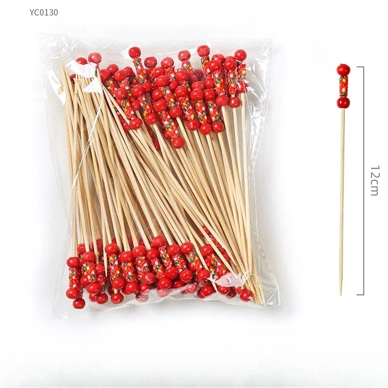 Party Banquet Celebration Festival Fruit Fork Disposable Bamboo
