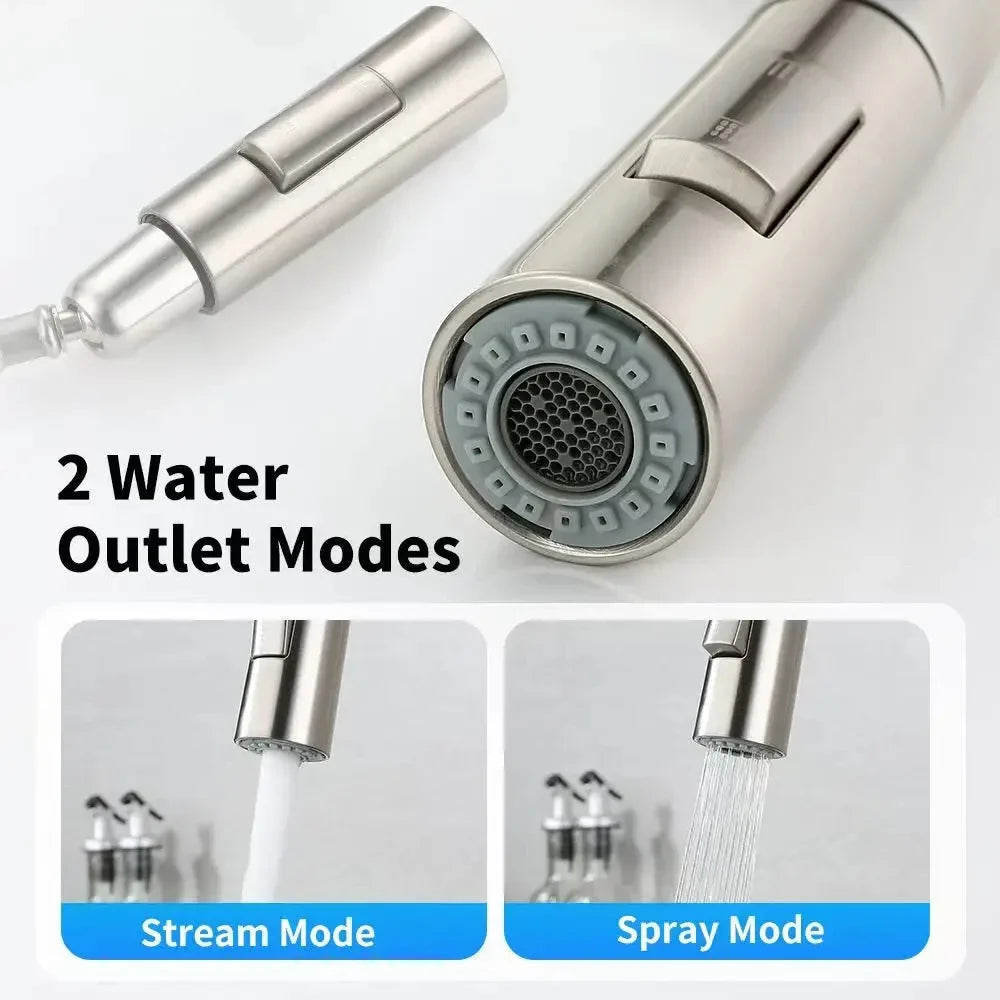 Brushed Gold Pull-Out Kitchen Faucet | Single Handle Mixer