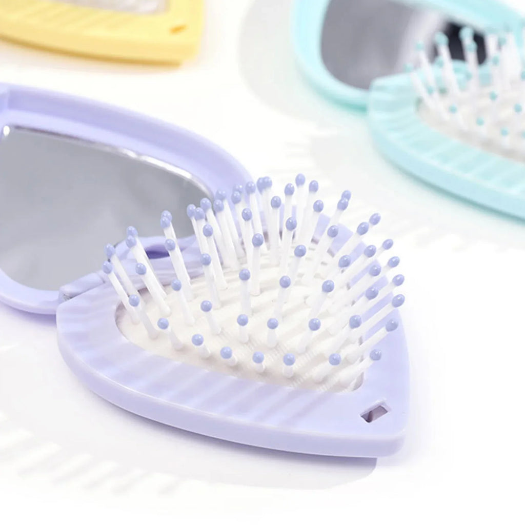 Small Hair Comb Folding Mirror Traveling Portable Massage Women Girl