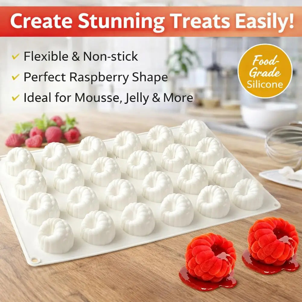 24-Cavity Raspberry Silicone Mold for Mousse, Cake & Chocolate
