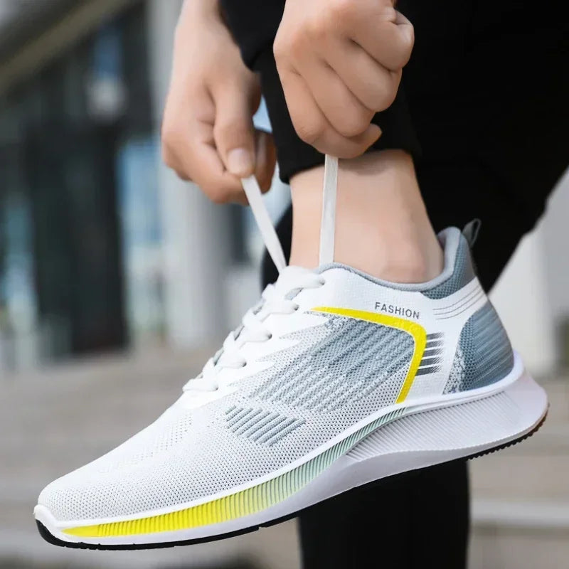 Men's Breathable White Sneakers | Casual Walking Sports Shoes