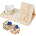 Wooden Book Stand with Cup Holder – Flower Desktop Book Rest