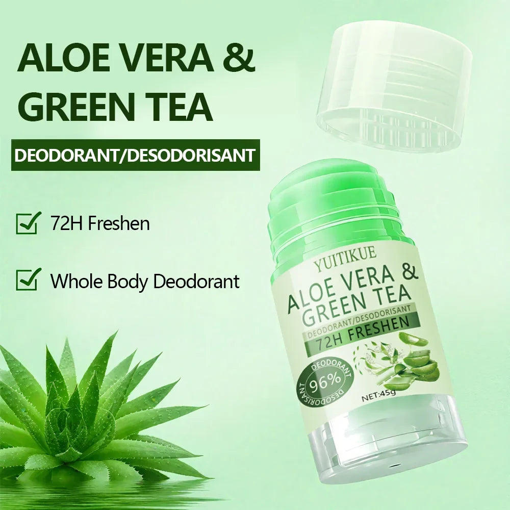 YUITIKUE Aloe & Green Tea Deodorant Stick 45g | 72H Fresh