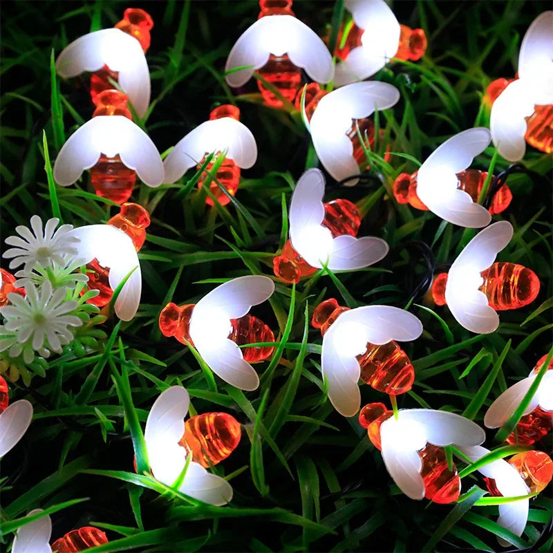 Solar Bee String Lights Outdoor Waterproof LED Garden Decor