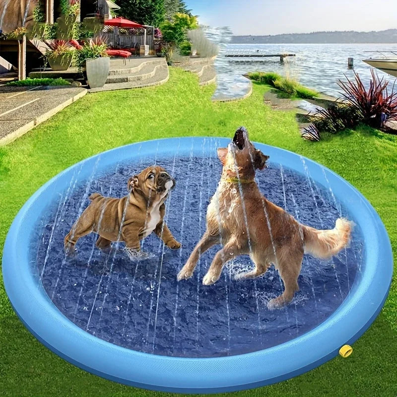 Inflatable Dog Sprinkler Splash Pad – Summer Water Play Mat