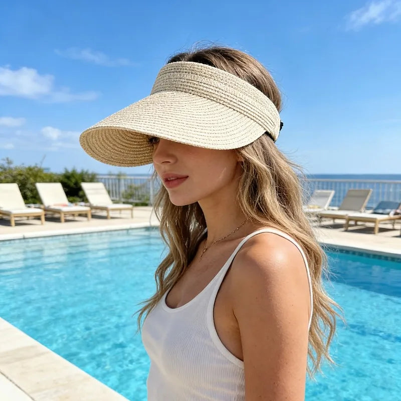 Women's Foldable Wide Brim Straw Sun Hat | UV Beach Travel
