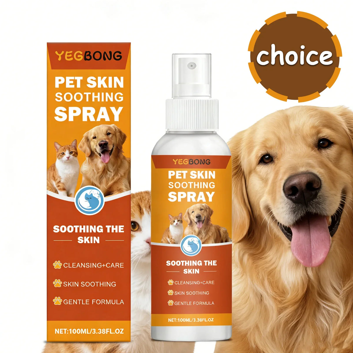 YEGBONG Pet Skin Soothing Spray – Itch Relief Dogs & Cats