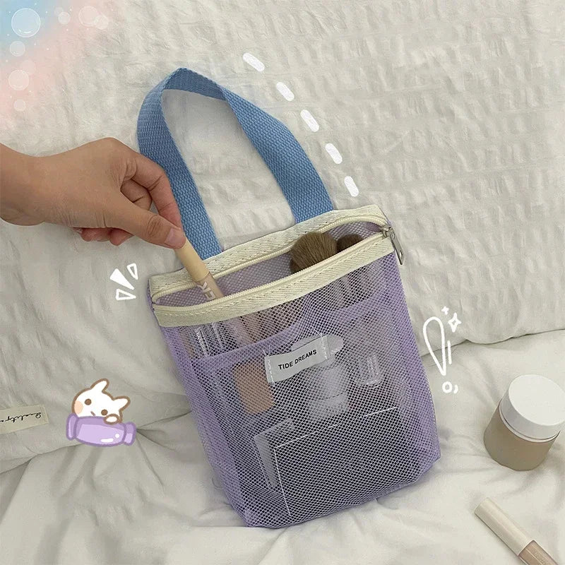 Portable Mesh Cosmetic Bag | Travel Toiletry & Makeup Organizer