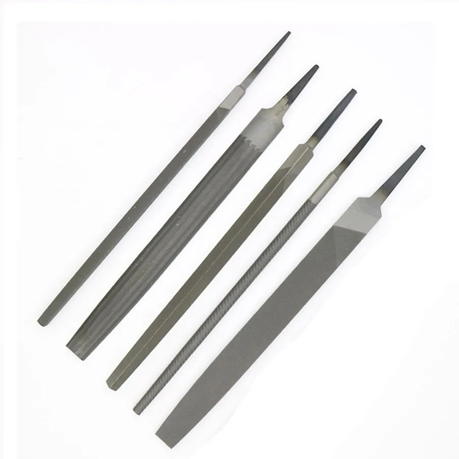 5-Piece Steel Files Set – Flat, Round, Triangle & Square 6"