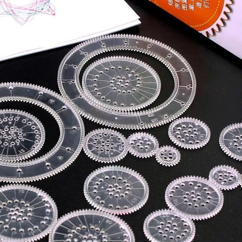 22-Piece Spiral Drawing Ruler Set – Flower Curve Stencil Kit